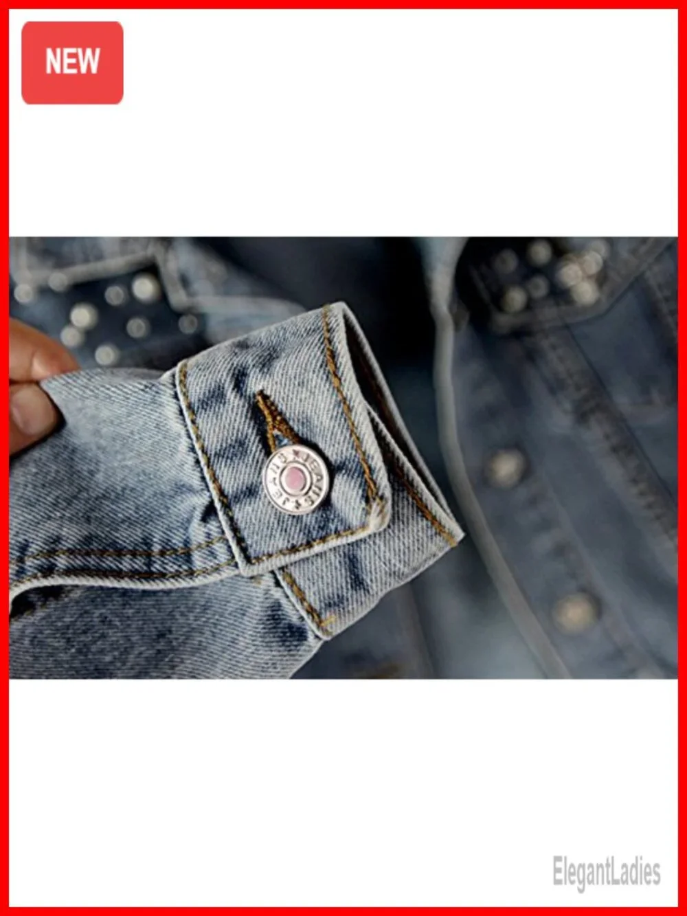 Embroidered Pearl Denim Jean Jacket Coat